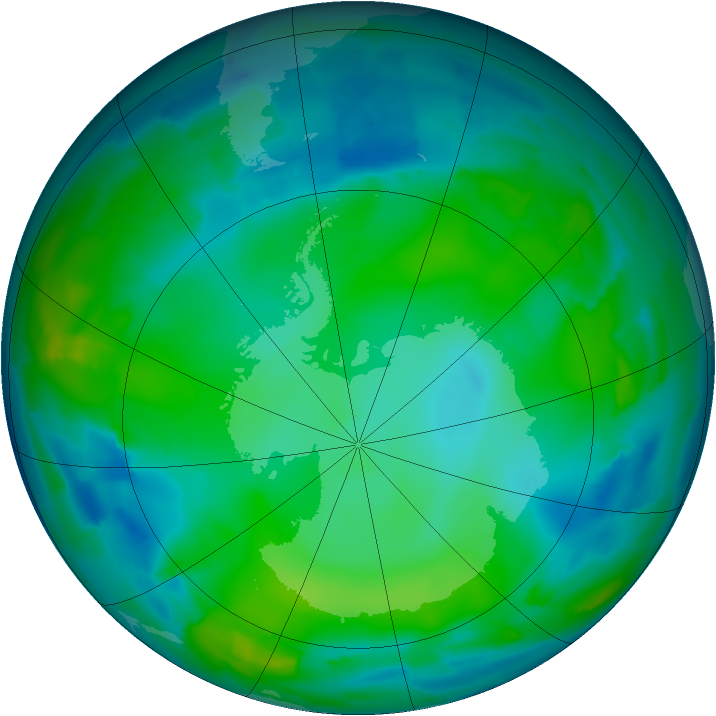 Antarctic ozone map for 27 May 2012